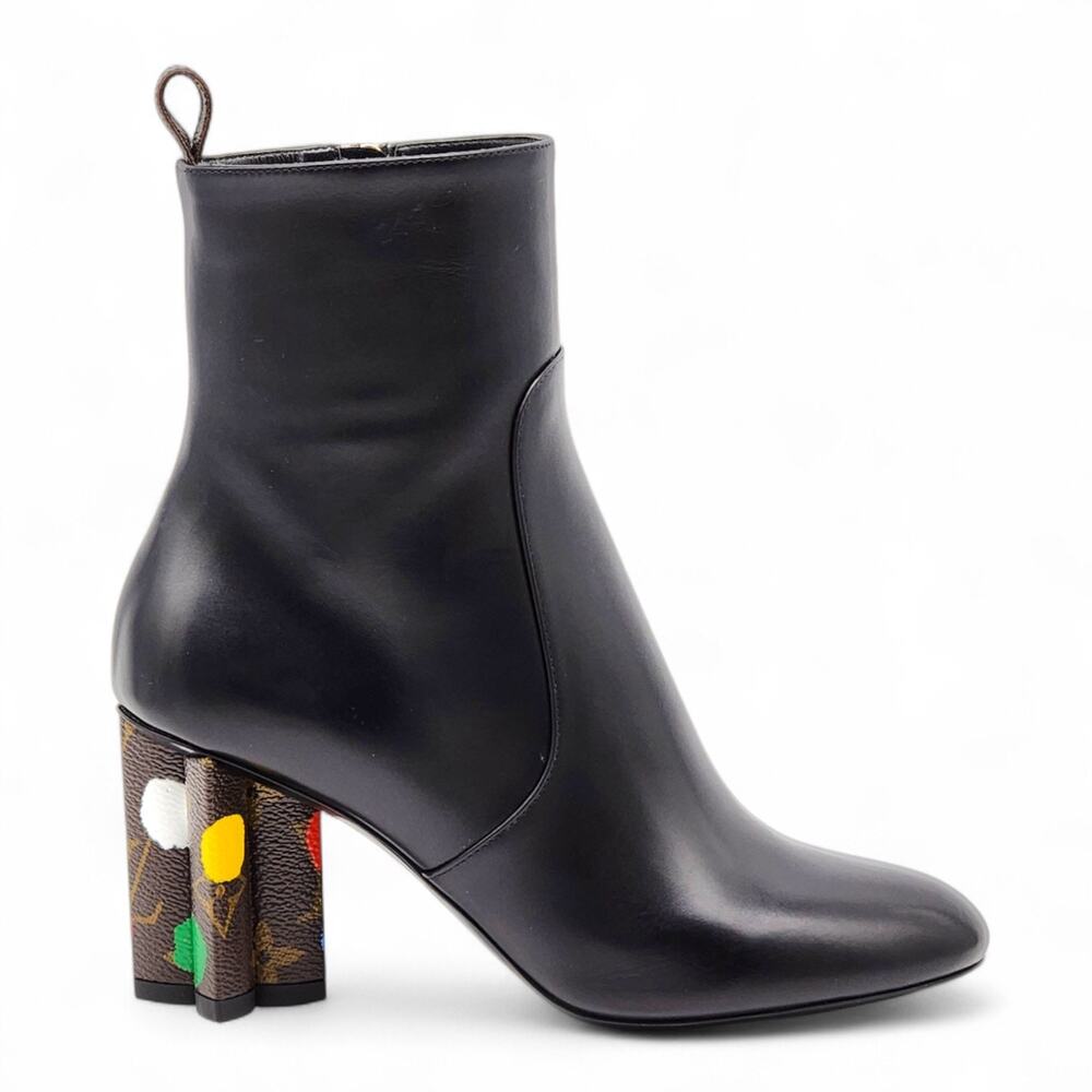Louis Vuitton x Yayoi Kusama Ankle Leather Boots Black Monogram EU 35 US 5 - New - Picture 3 of 10